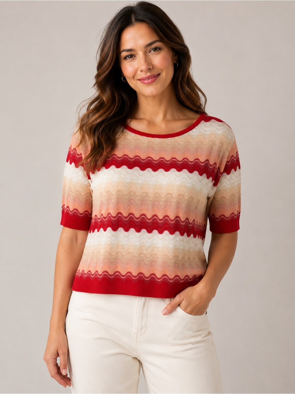 Missoni Target Colore Zig Zag Short Sleeve Sweater Red Size Medium